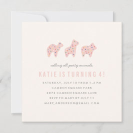 Verjaardagsuitnodiging Dierenkoekje - Bubblegum Kaart