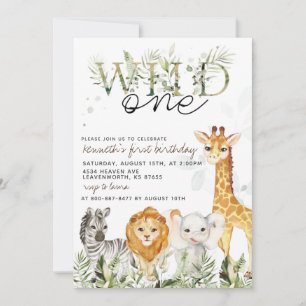 Verjaardagsuitnodiging dierentuin Wild One Kaart