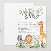 Verjaardagsuitnodiging dierentuin Wild One Kaart (Voorkant / Achterkant)
