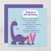 Verjaardagsuitnodiging Dinosaurus Feestje Kaart (Voorkant / Achterkant)