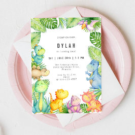 Verjaardagsuitnodiging Dinosaurus Kinderfeestje Kaart