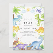 Verjaardagsuitnodiging Dinosaurussen Kinderfeestje Kaart (Voorkant)