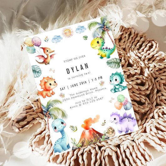 Verjaardagsuitnodiging Dinosaurussen Kinderfeestje Kaart