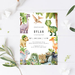 Verjaardagsuitnodiging Dinosaurussen Kinderfeestje Kaart