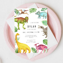 Verjaardagsuitnodiging Dinosaurussen Kinderfeestje Kaart