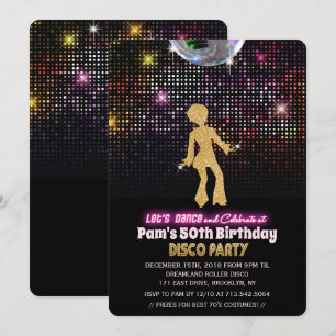 VERJAARDAGSUITNODIGING DISCO FEest - voor elke lee Kaart