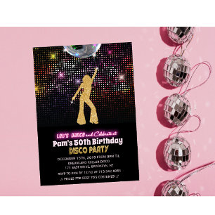 VERJAARDAGSUITNODIGING DISCO FEest - voor elke lee Kaart