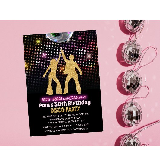VERJAARDAGSUITNODIGING DISCO FEest - voor elke lee Kaart