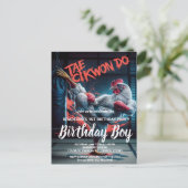 Verjaardagsuitnodiging Dynamische Kick: De Vechtku Briefkaart (Staand voorkant)