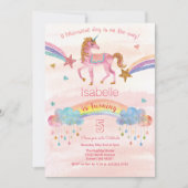 VERJAARDAGSUITNODIGING - Eenhoorn Glitter voor elk Kaart (Voorkant)