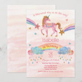 VERJAARDAGSUITNODIGING - Eenhoorn Glitter voor elk Kaart (Voorkant / Achterkant)