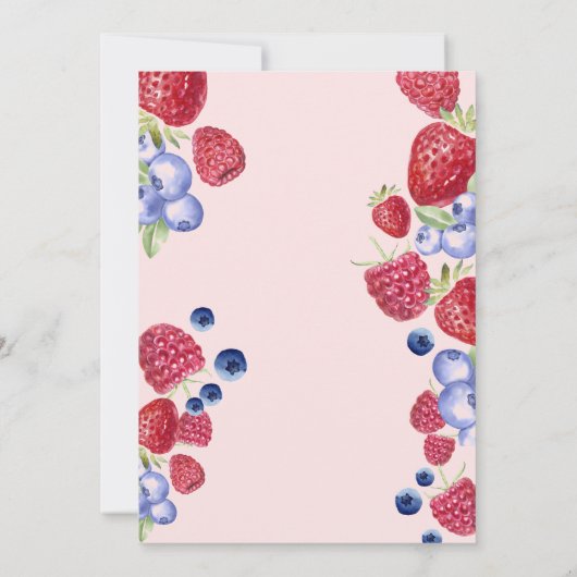 Verjaardagsuitnodiging eerste verjaardag aardbei  kaart (Achterkant)