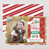 Verjaardagsuitnodiging eerste verjaardag vakantie, kaart (Voorkant / Achterkant)