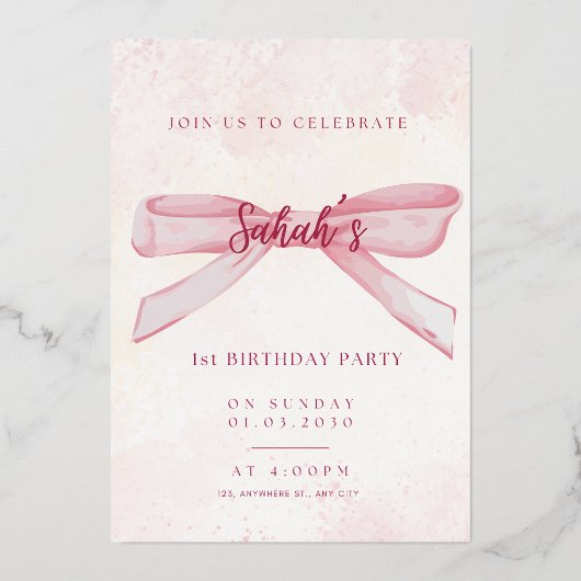 verjaardagsuitnodiging | Elegant & Folie Uitnodiging (Voorkant)