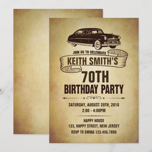 verjaardagsuitnodiging - elke leeftijd kaart (Voorkant / Achterkant)