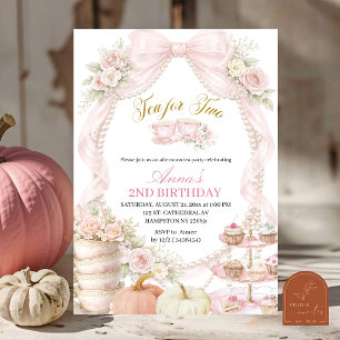 Verjaardagsuitnodiging 'Fall Pumpkin Bow en Pearl Kaart