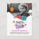 Verjaardagsuitnodiging 'Feesttijd Foto' Briefkaart (Voorkant)