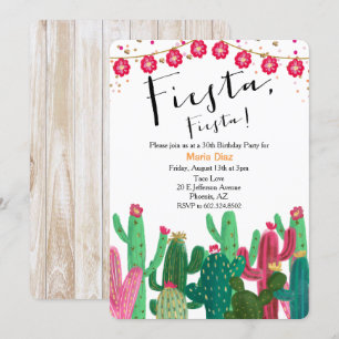 Verjaardagsuitnodiging Fiesta Cactus Kaart