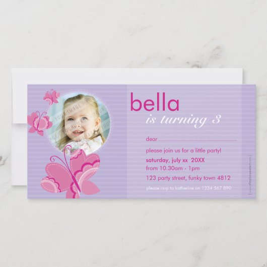 VERJAARDAGSUITNODIGING FOTOCARD :: flutterbybutter (Voorkant)