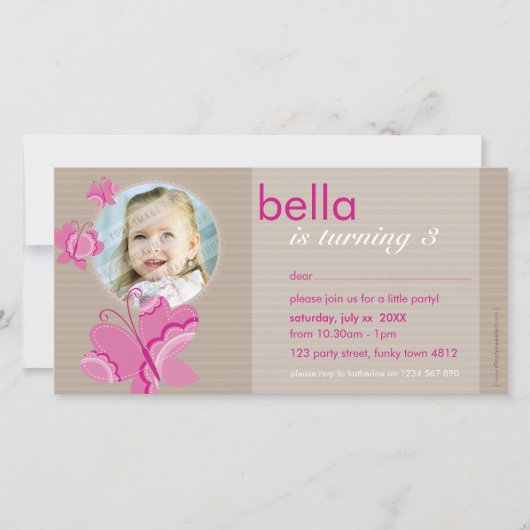 VERJAARDAGSUITNODIGING FOTOCARD :: flutterbybutter (Voorkant)