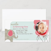 VERJAARDAGSUITNODIGING FOTOCARD :: olifant + ballo (Voorkant / Achterkant)