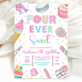 Verjaardagsuitnodiging Four Ever Sweet, Candy Swee Kaart