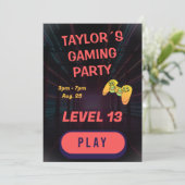 Verjaardagsuitnodiging Gamer Boy Gaming Kaart (Staand voorkant)