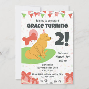 Verjaardagsuitnodiging Golden Retriever Kaart