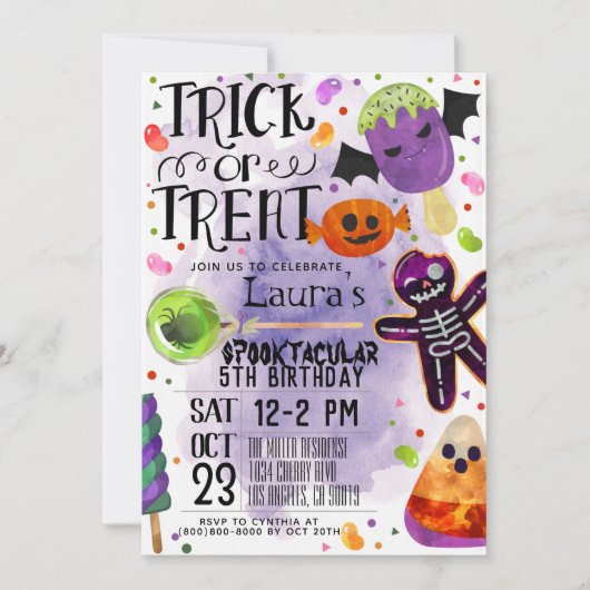Verjaardagsuitnodiging Halloween Kaart (Voorkant)