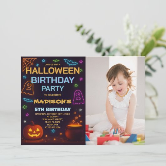 Verjaardagsuitnodiging Halloween verkleedfeest Kaart (Staand voorkant)