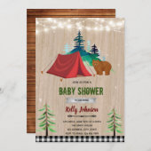 Verjaardagsuitnodiging happy camper shower kaart (Voorkant / Achterkant)