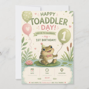 Verjaardagsuitnodiging Happy Toaddler Day 1e verja Kaart