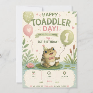 Verjaardagsuitnodiging Happy Toaddler Day 1e verja Kaart