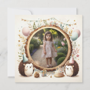 Verjaardagsuitnodiging Hedgehog Lijst voor foto Kaart