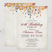 VERJAARDAGSUITNODIGING HERFSTBLADEREN ELKE LEEFTIJ KAART (Voorkant / Achterkant)