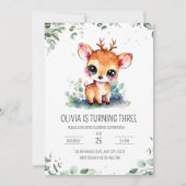 Verjaardagsuitnodiging herten, verjaardagsfeest bo kaart (Voorkant)