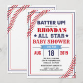 Verjaardagsuitnodiging honkbal baby kaart (Voorkant / Achterkant)