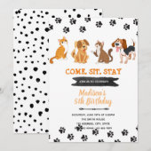 Verjaardagsuitnodiging huisdier hond kat kaart (Voorkant / Achterkant)
