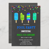 Verjaardagsuitnodiging ijslolly ijs jongen kaart (Voorkant / Achterkant)