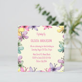 Verjaardagsuitnodiging in een vrolijk, vierkant on kaart (Staand voorkant)