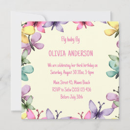 Verjaardagsuitnodiging in een vrolijk, vierkant on kaart