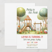 Verjaardagsuitnodiging in het park kaart (Voorkant / Achterkant)