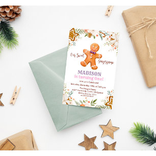 VERJAARDAGSUITNODIGING IN RETRO-STIJL GINGERBREAD KAART