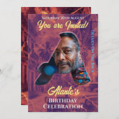 Verjaardagsuitnodiging  Intital Design Kaart (Voorkant / Achterkant)