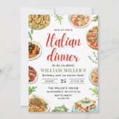 Verjaardagsuitnodiging Italiaans diner, pasta en p Kaart (Voorkant)