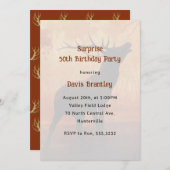 Verjaardagsuitnodiging jacht herten geweien kaart (Voorkant / Achterkant)