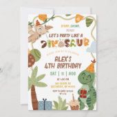Verjaardagsuitnodiging jongen dinosaurus kaart (Voorkant)