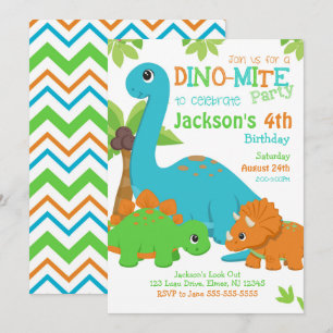 Verjaardagsuitnodiging jongens dinosaurus / Dino-f Kaart