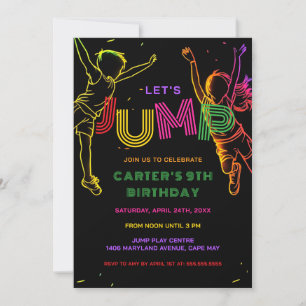 Verjaardagsuitnodiging Jump Party Kids Kaart