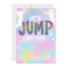 Verjaardagsuitnodiging Jump Party Meisjes Trampoli